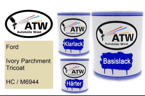 Ford, Ivory Parchment Tricoat, HC / M6944: 1L Lackdose + 1L Klarlack + 500ml Härter - Set, von ATW Autoteile West.